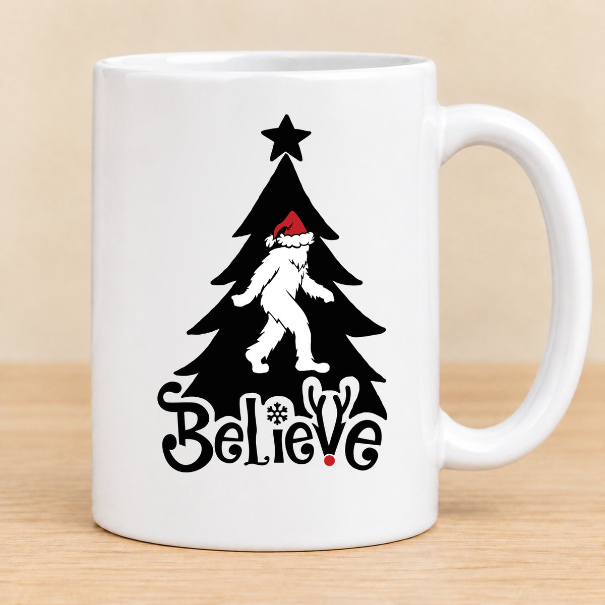 Believe Bigfoot Christmas — 15 oz Ceramic Mug