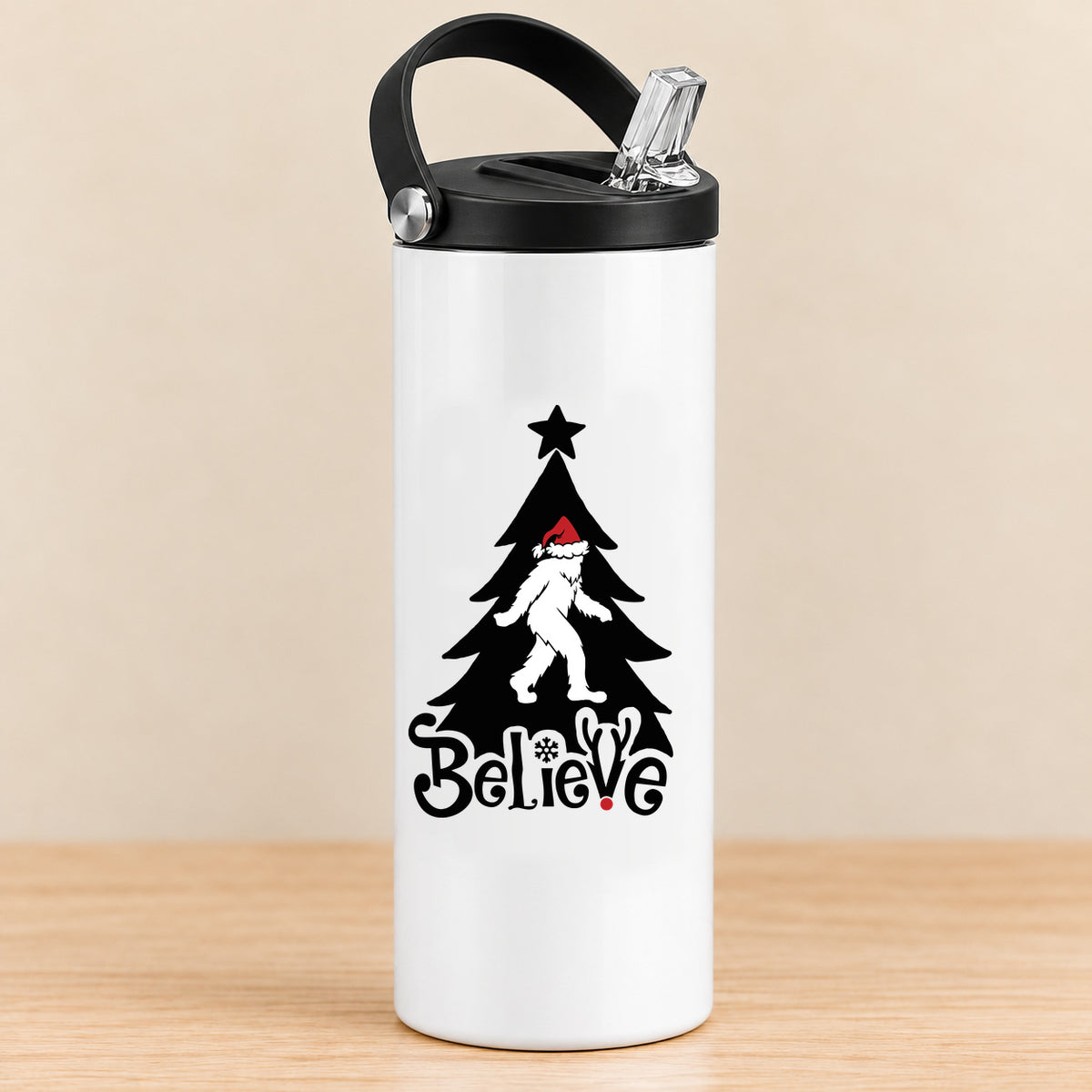 Believe Bigfoot Christmas — 20 oz Sports Bottle