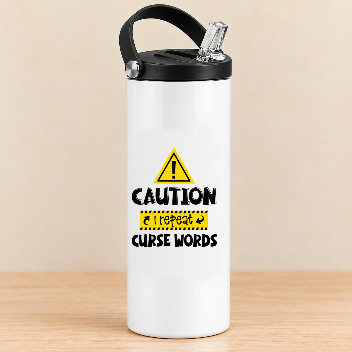 Caution I Repeat Curse Words — 20 oz Sports Bottle