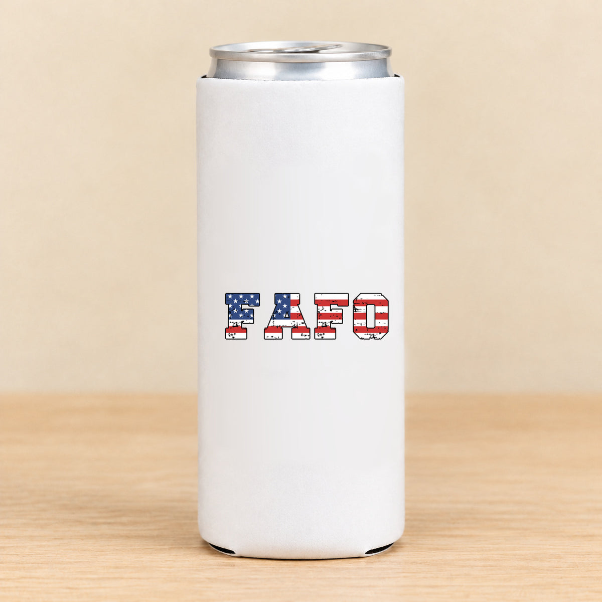 FAFO USA Flag — Slim Can Koozie
