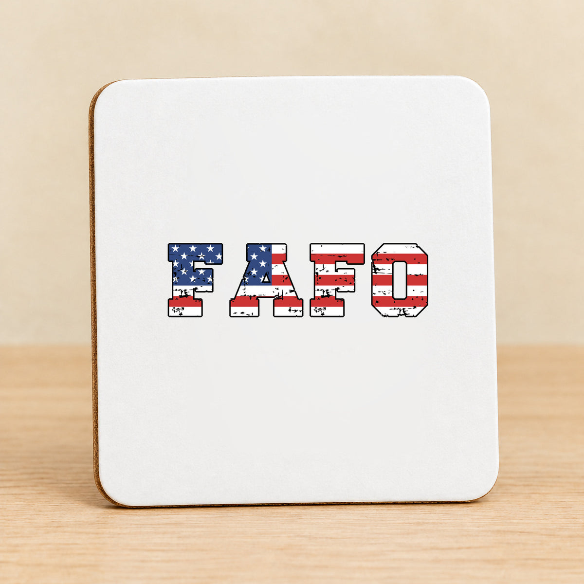 FAFO USA Flag — Square MDF Coaster