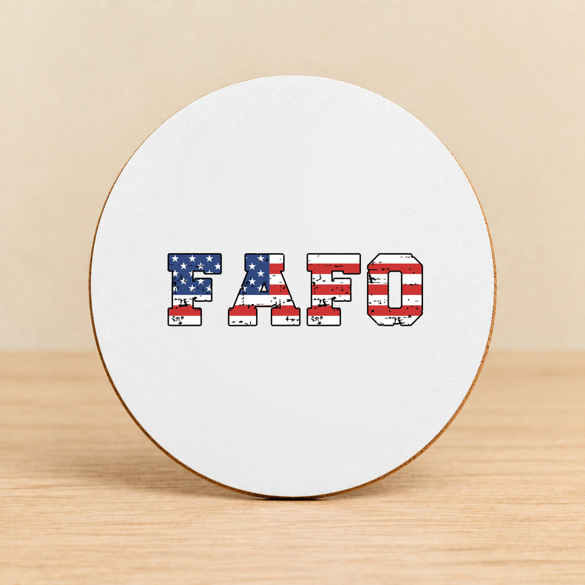 FAFO USA Flag — Round MDF Coaster