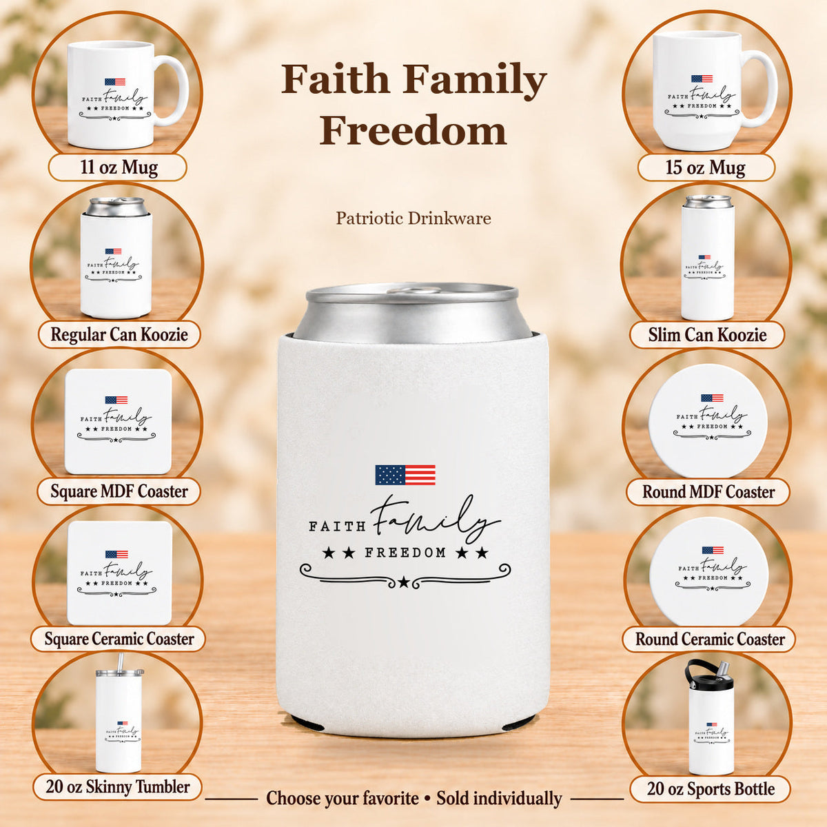 Faith Family Freedom — All 10 drinkware options