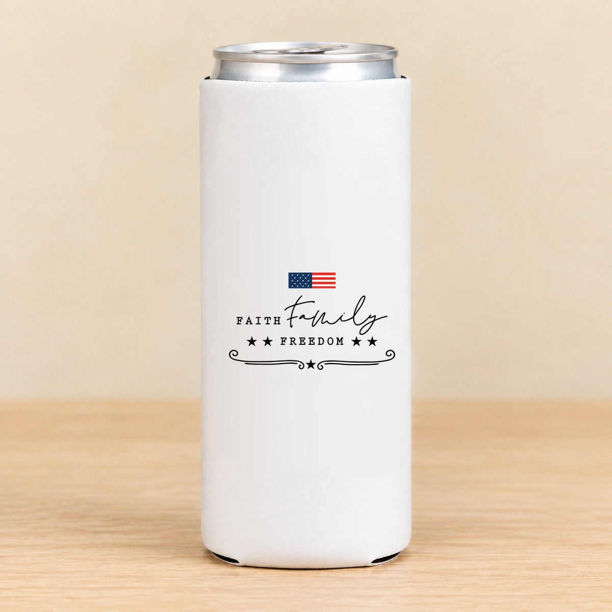 Faith Family Freedom — Slim Can Koozie