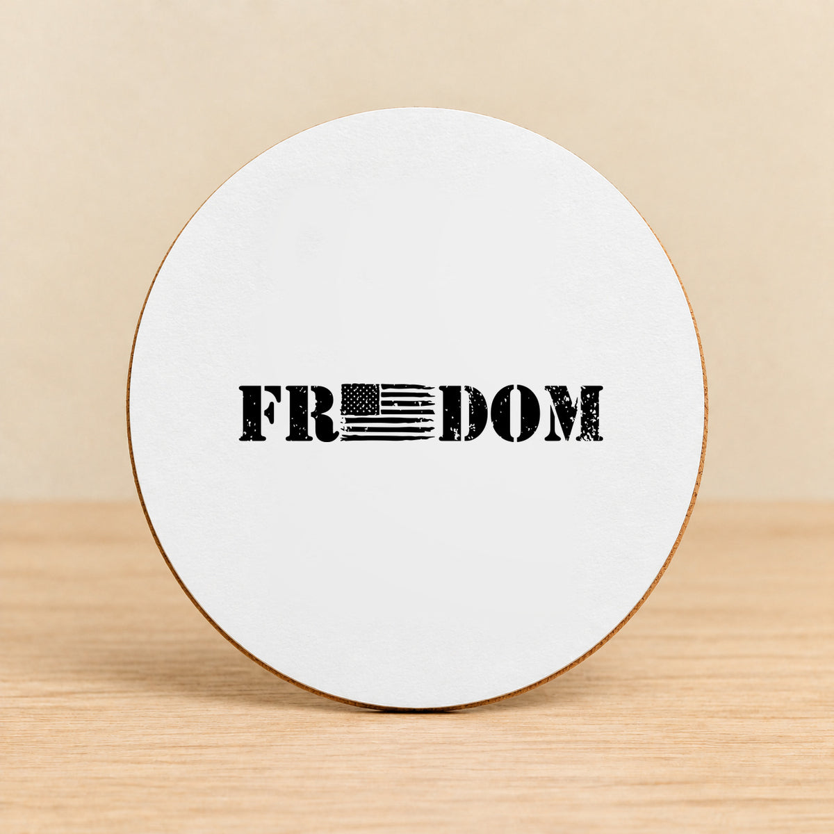 Freedom Flag — Round MDF Coaster