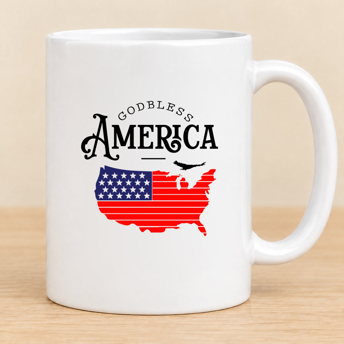 God Bless America Map — 11 oz Ceramic Mug