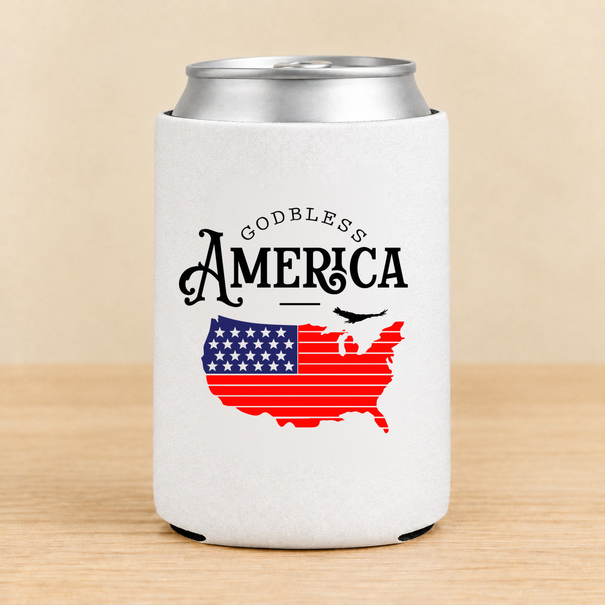 God Bless America Map — Regular Can Koozie