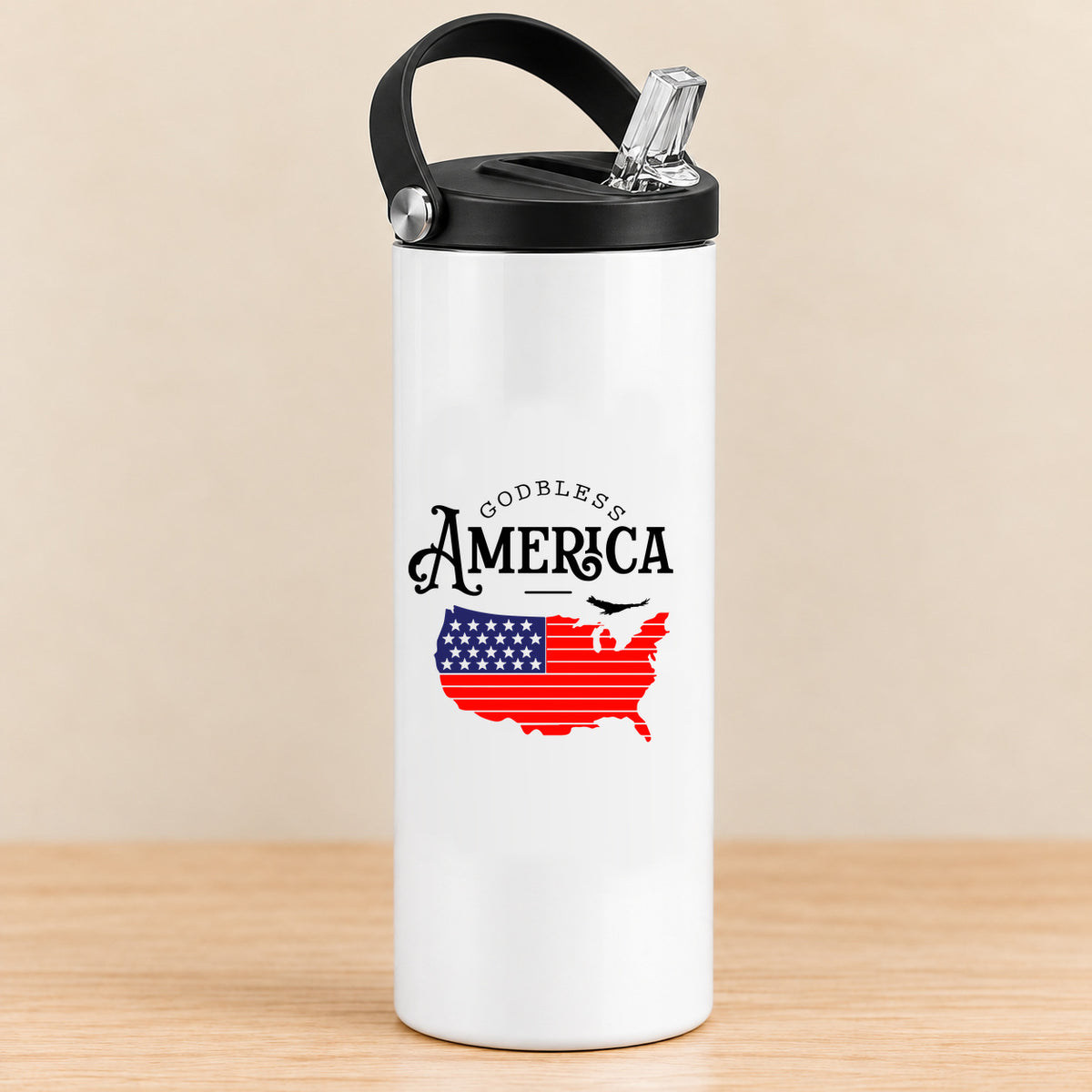 God Bless America Map — 20 oz Sports Bottle