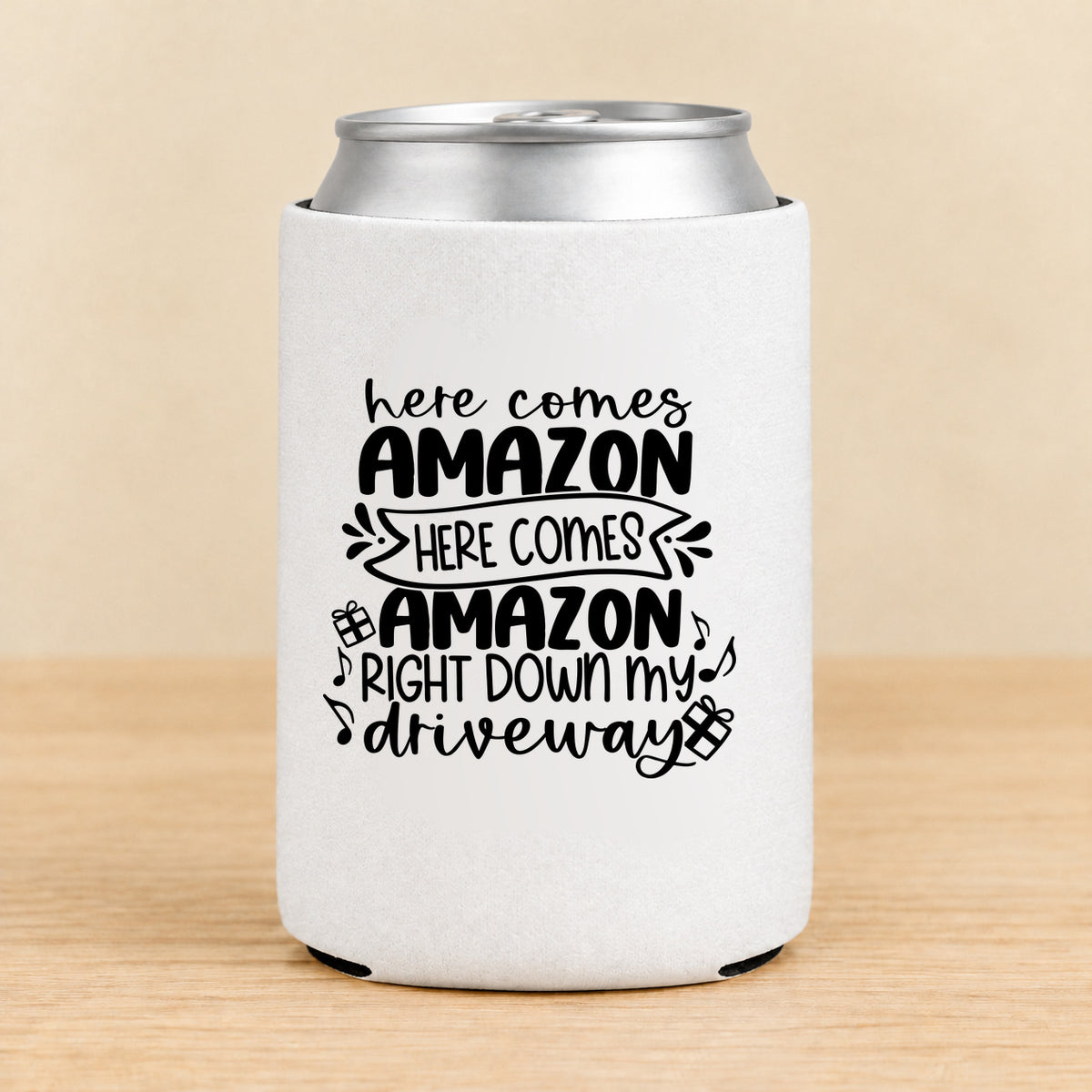 Here Comes Amazon Right Down My Driveway — Regular Can Koozie