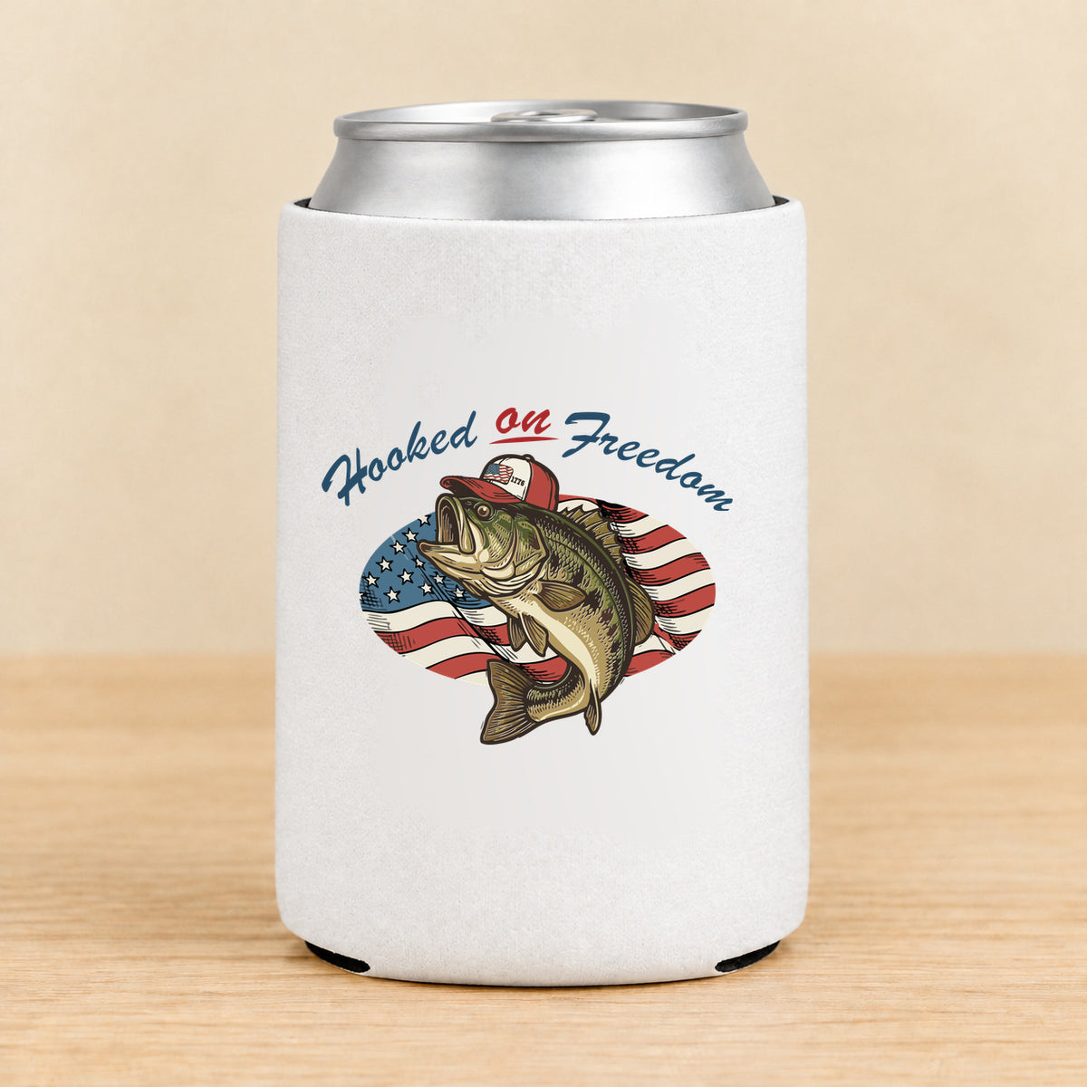 Hooked on Freedom — Regular Can Koozie