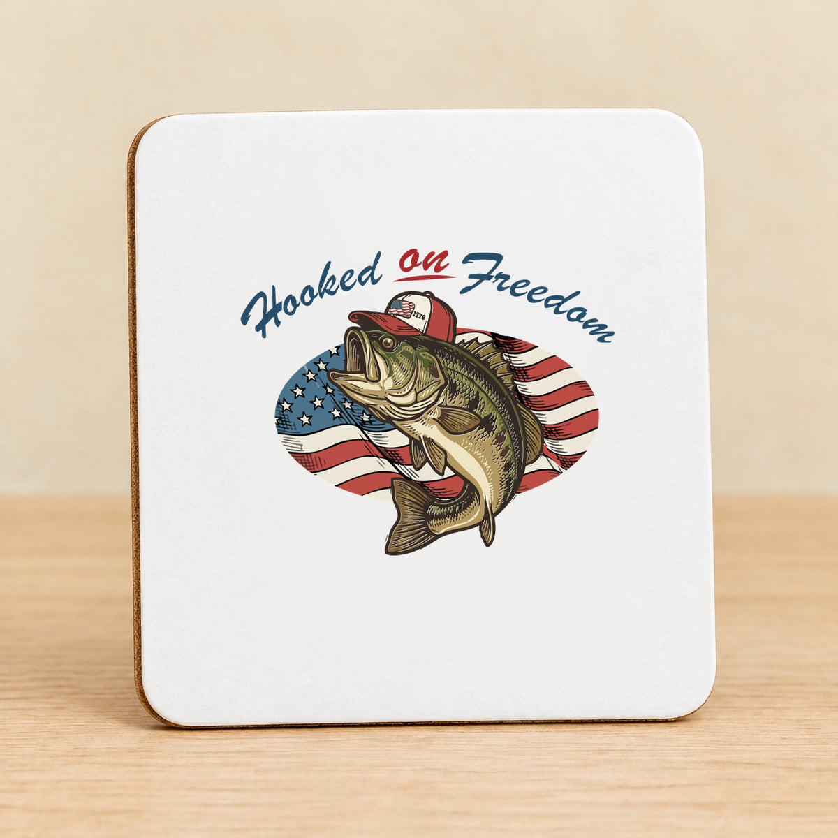 Hooked on Freedom — Square MDF Coaster