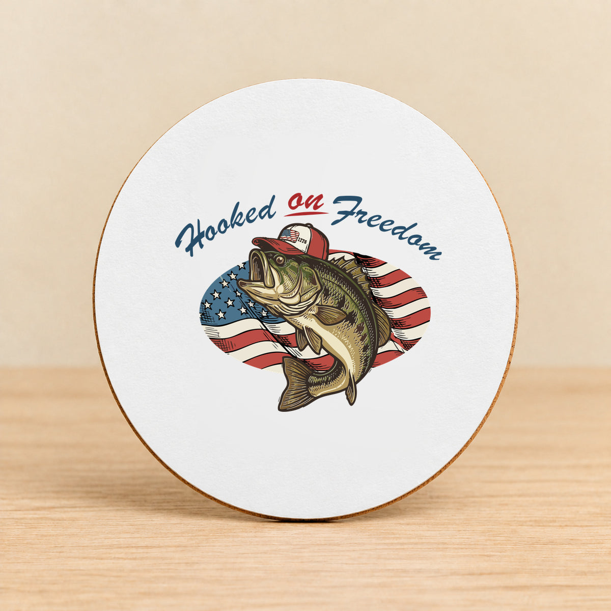 Hooked on Freedom — Round MDF Coaster