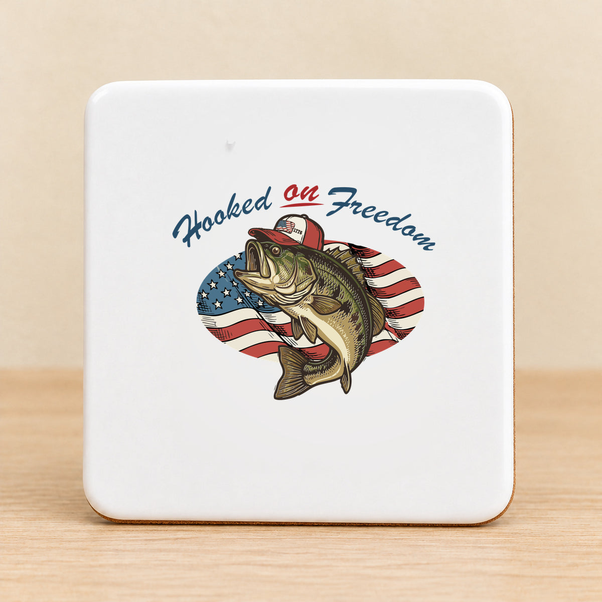 Hooked on Freedom — Square Ceramic Coaster