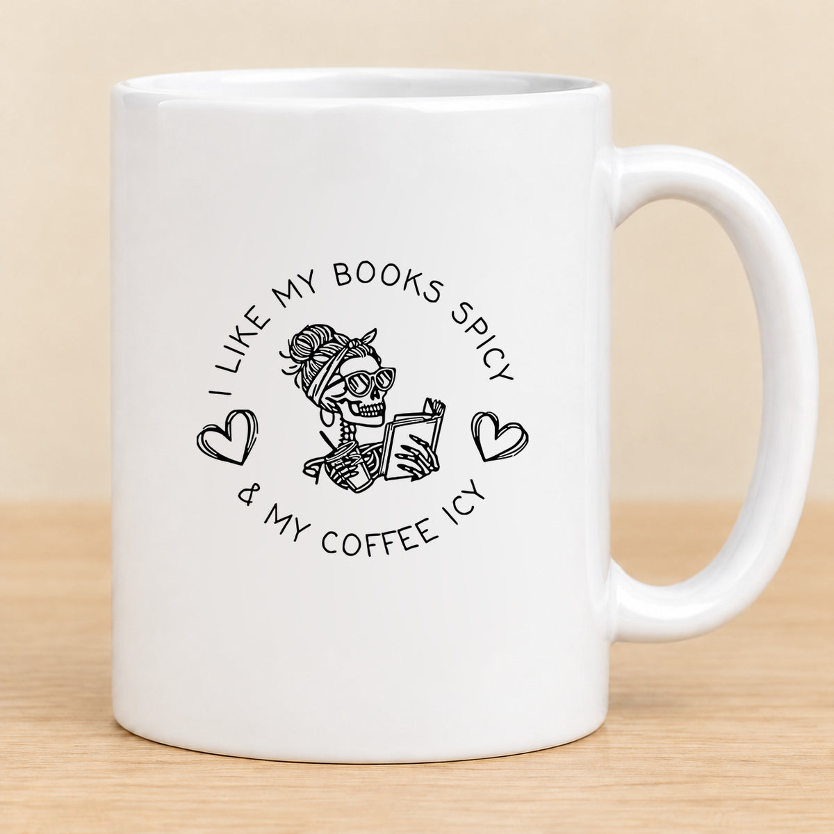I Like My Books Spicy & My Coffee Icy — 11 oz Ceramic Mug