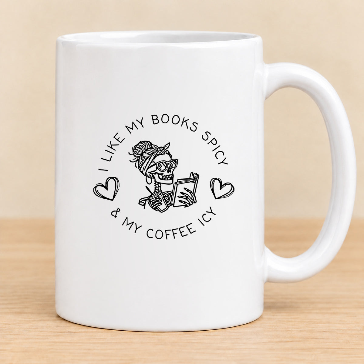 I Like My Books Spicy & My Coffee Icy — 15 oz Ceramic Mug