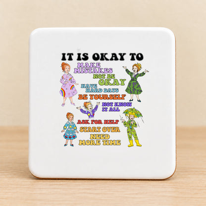 It Is Okay to Make Mistakes — Square Ceramic Coaster