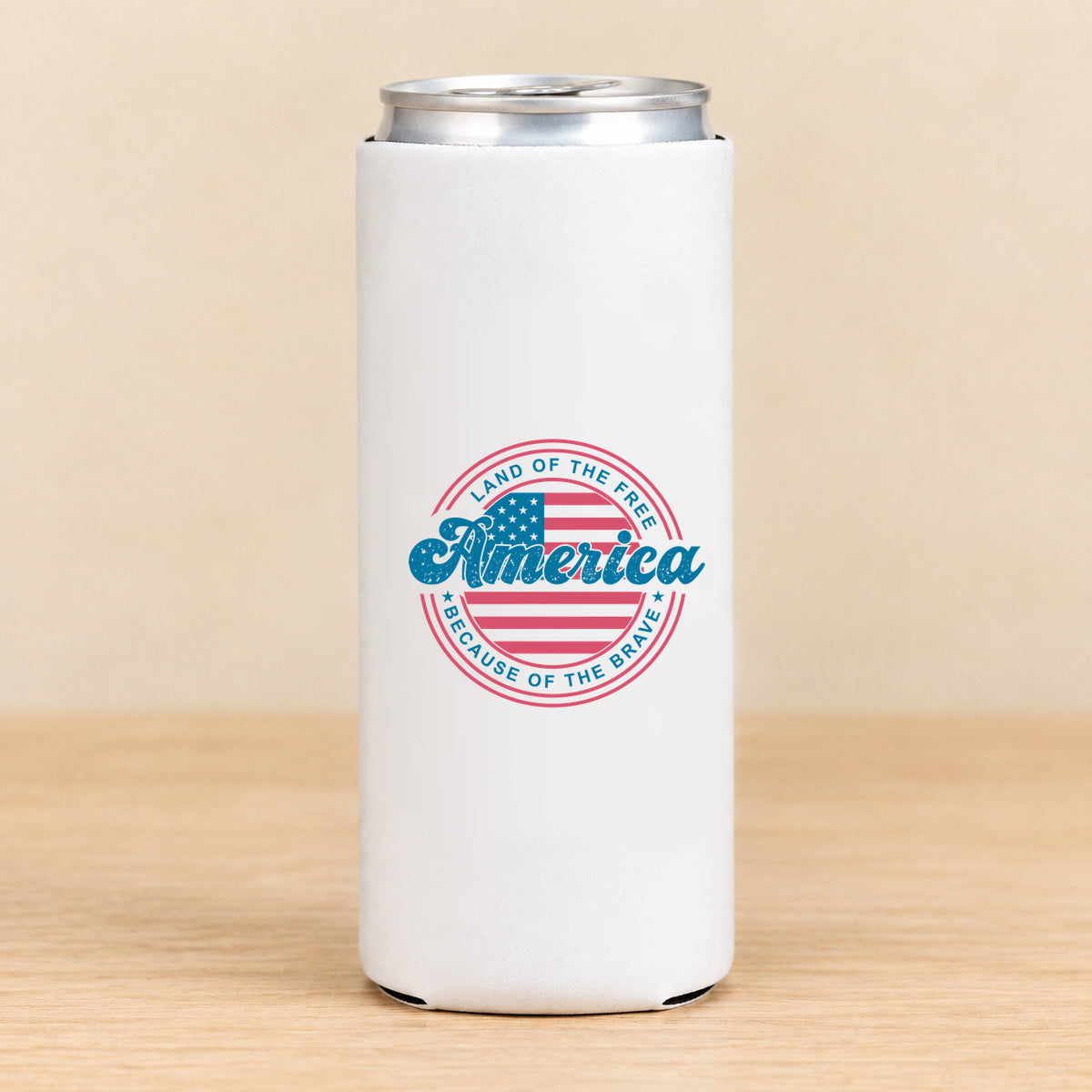 Land of the Free America — Slim Can Koozie