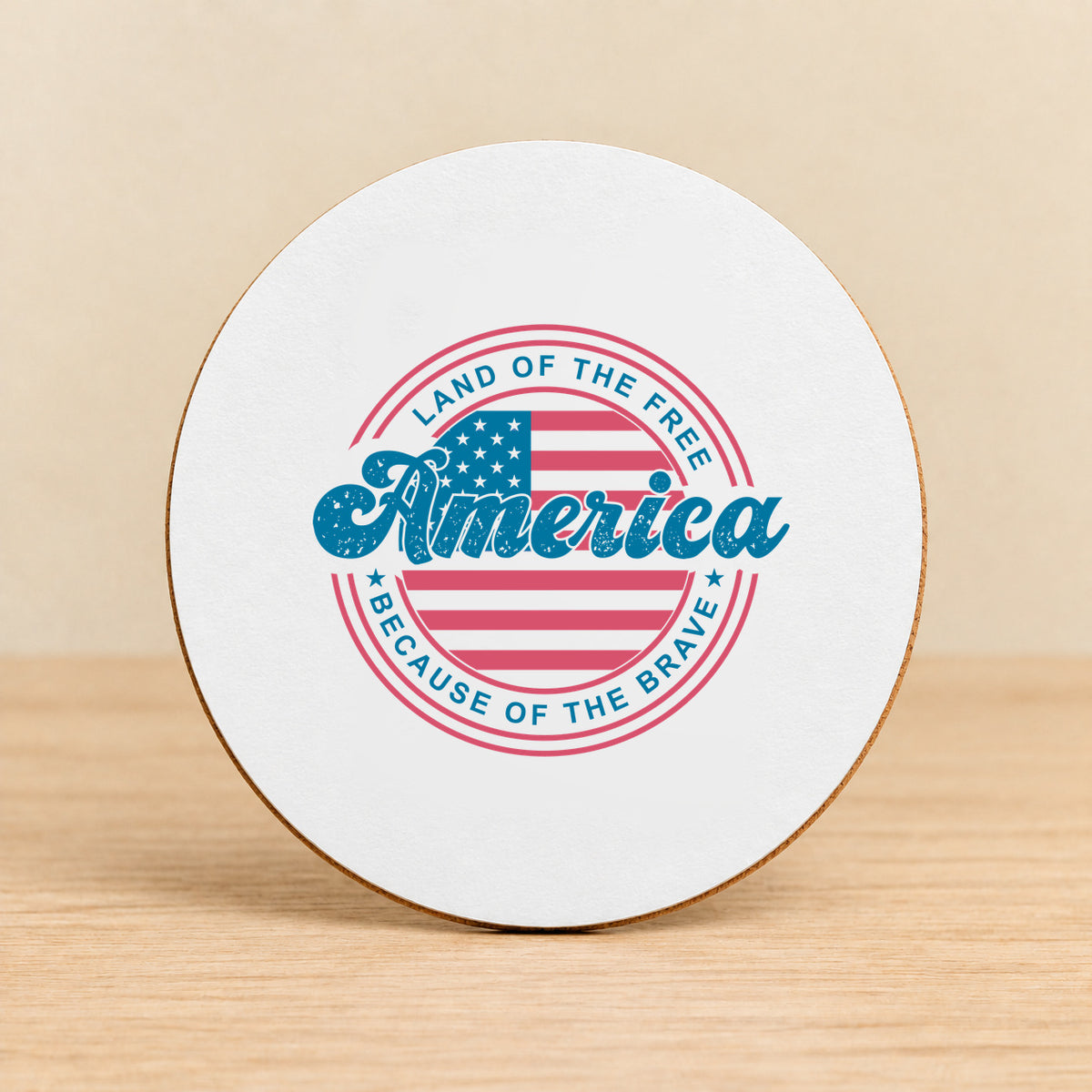 Land of the Free America — Round MDF Coaster