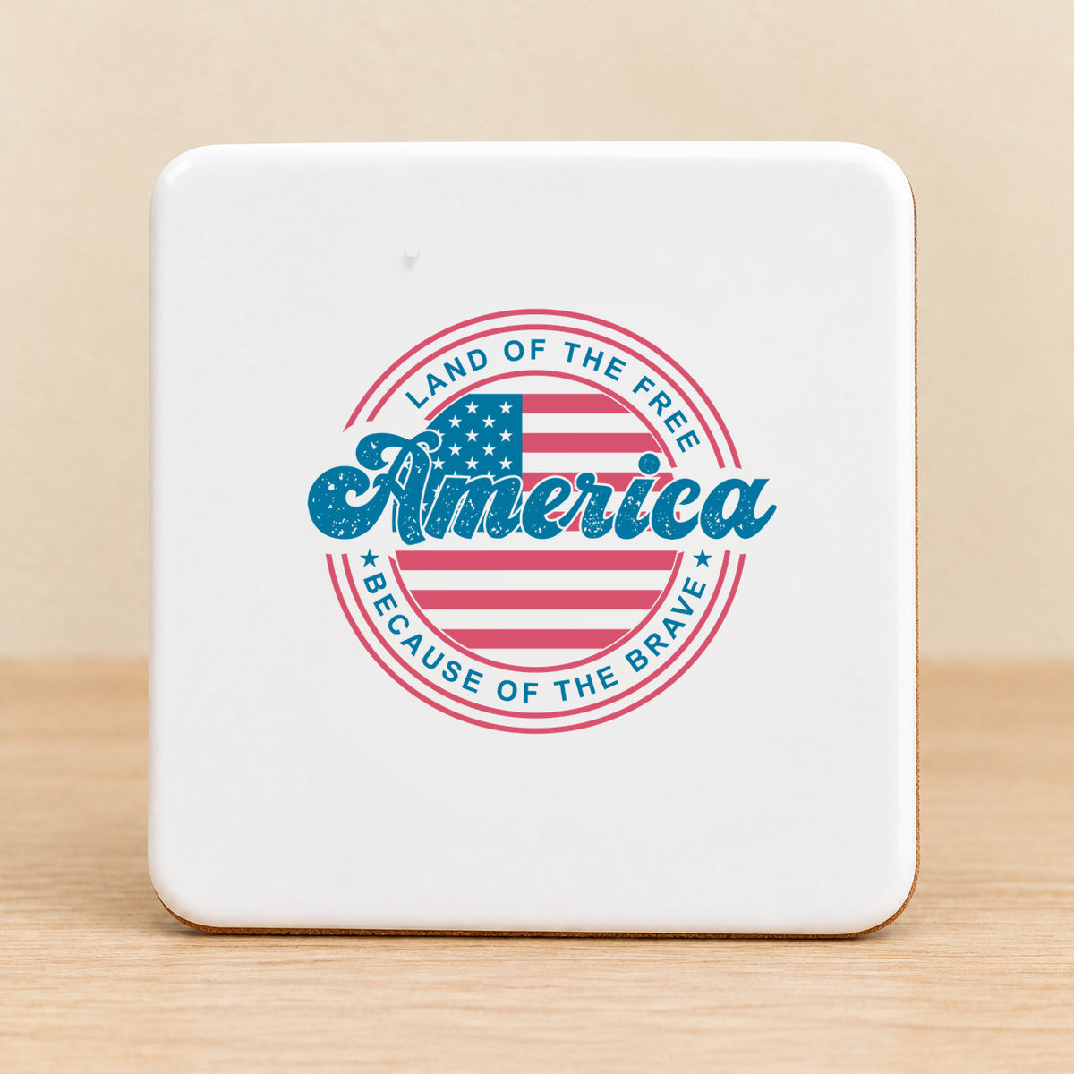 Land of the Free America — Square Ceramic Coaster