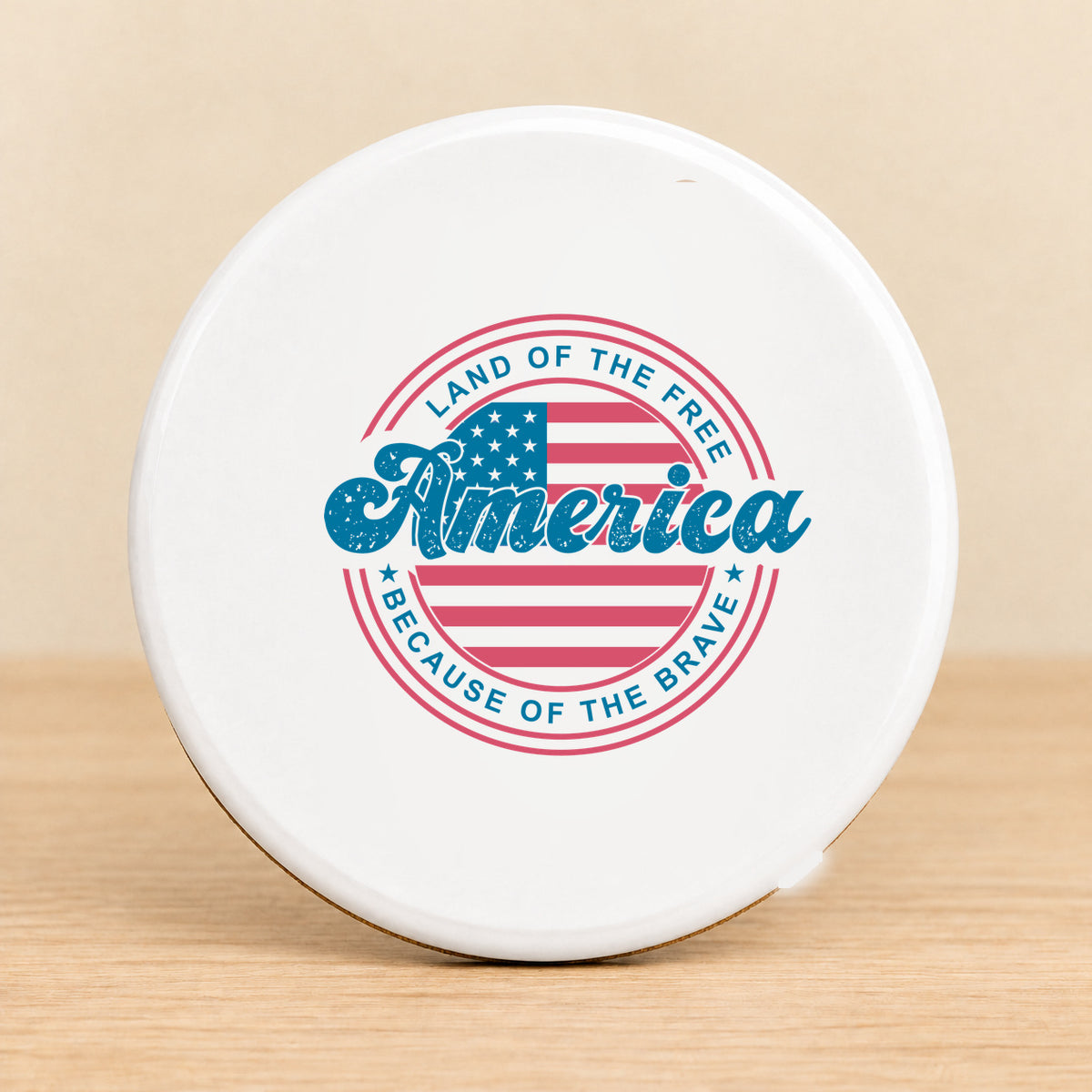 Land of the Free America — Round Ceramic Coaster