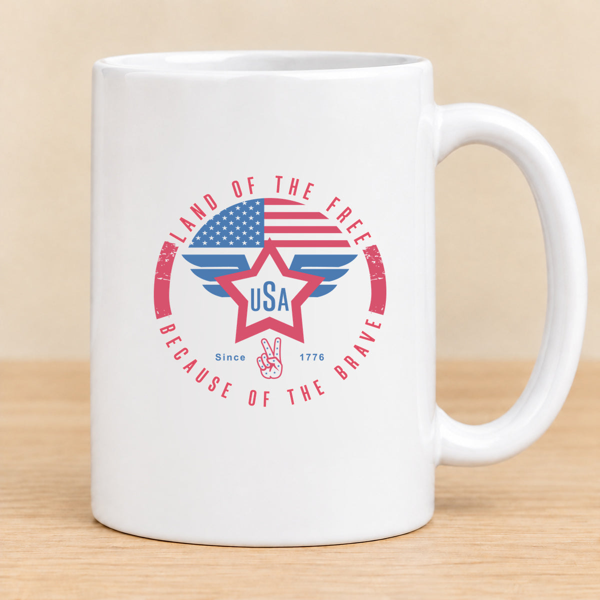 Land of the Free USA Wings — 15 oz Ceramic Mug