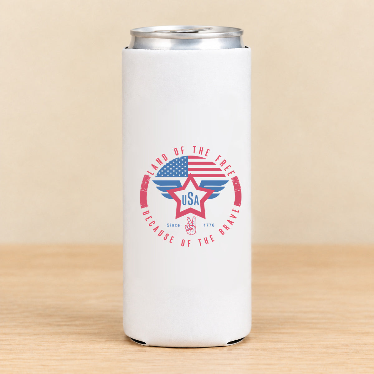Land of the Free USA Wings — Slim Can Koozie