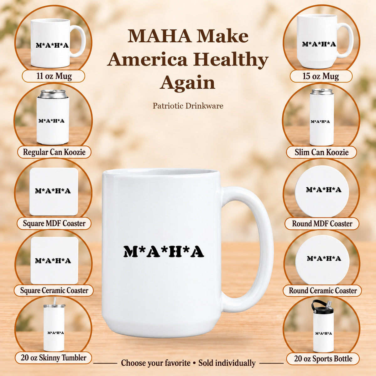 MAHA Make America Healthy Again — All 10 drinkware options