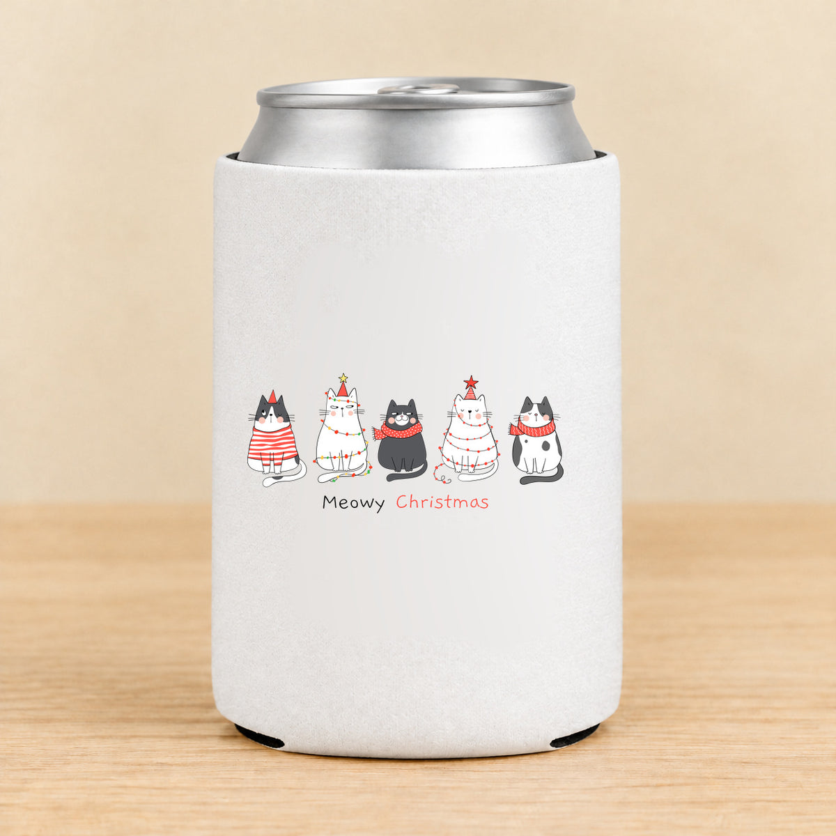 Meowy Christmas — Regular Can Koozie