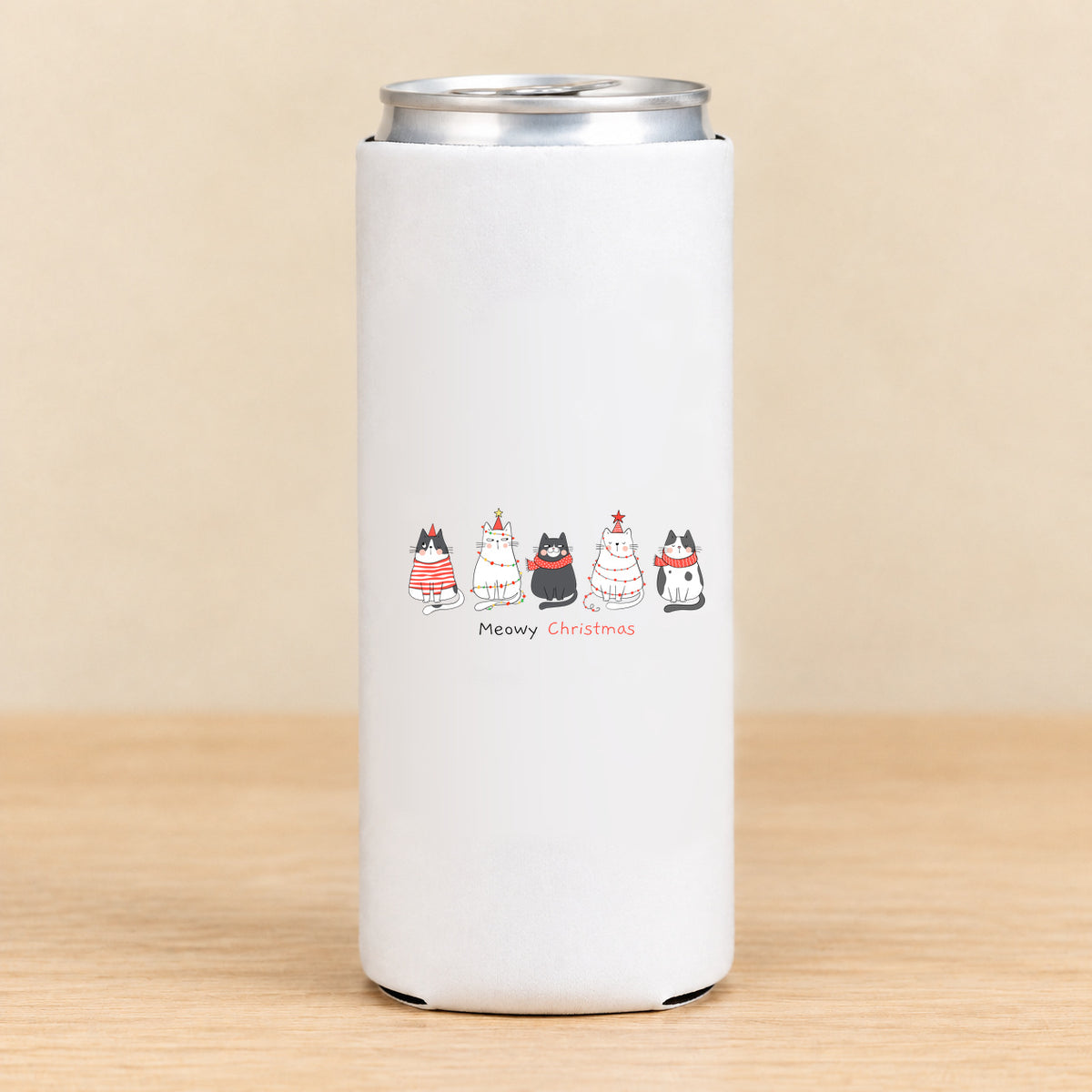 Meowy Christmas — Slim Can Koozie