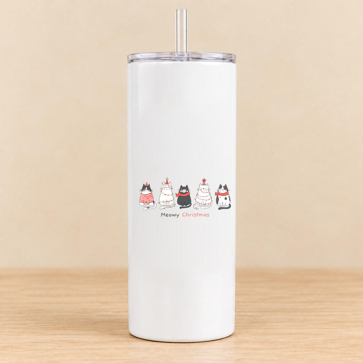Meowy Christmas — 20 oz Skinny Tumbler