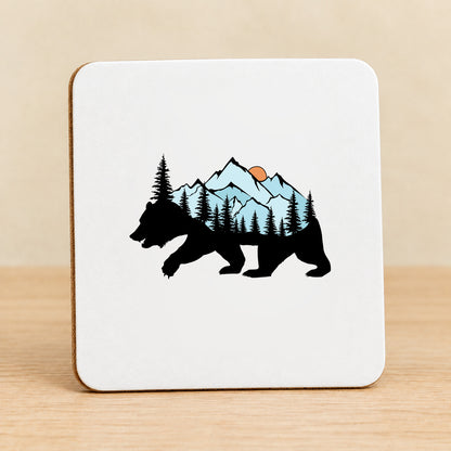 Mountain Bear — Square MDF Coaster