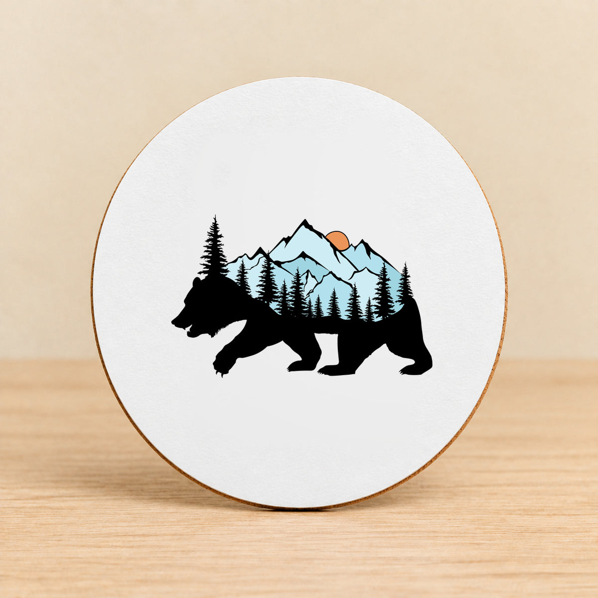Mountain Bear — Round MDF Coaster