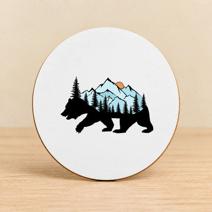Mountain Bear — Round MDF Coaster