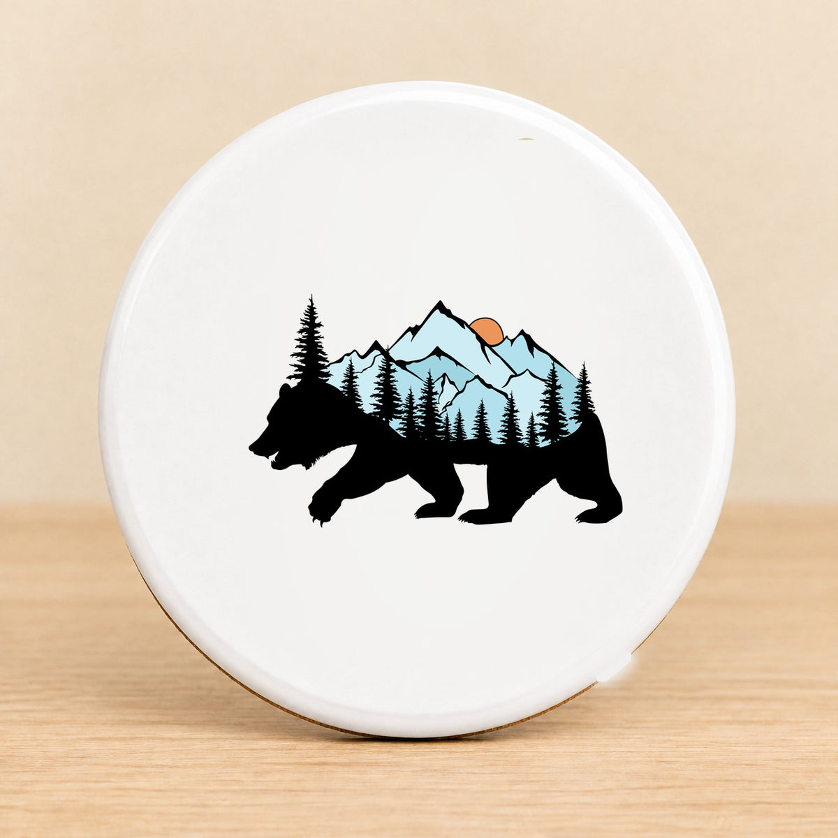 Mountain Bear — Round Ceramic Coaster
