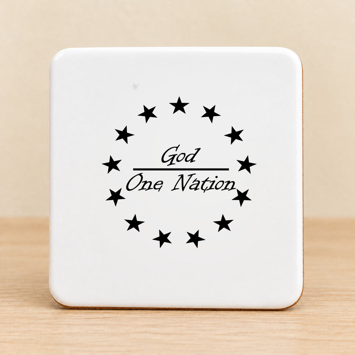 One Nation Under God — Square Ceramic Coaster