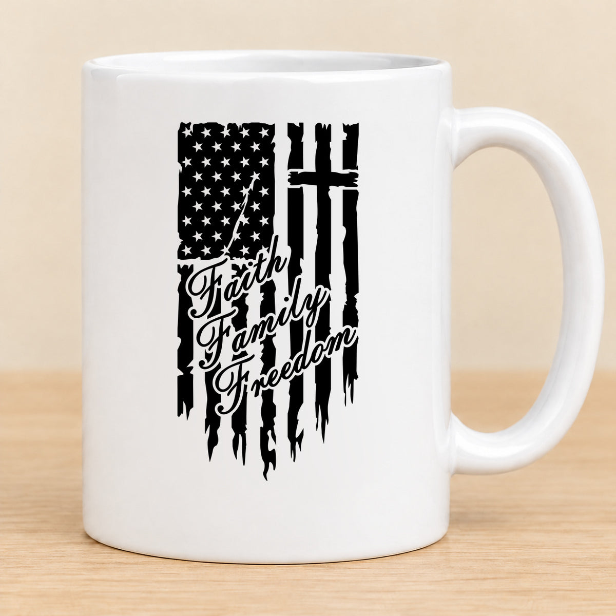 One Nation Under God Faith Family Freedom — 11 oz Ceramic Mug