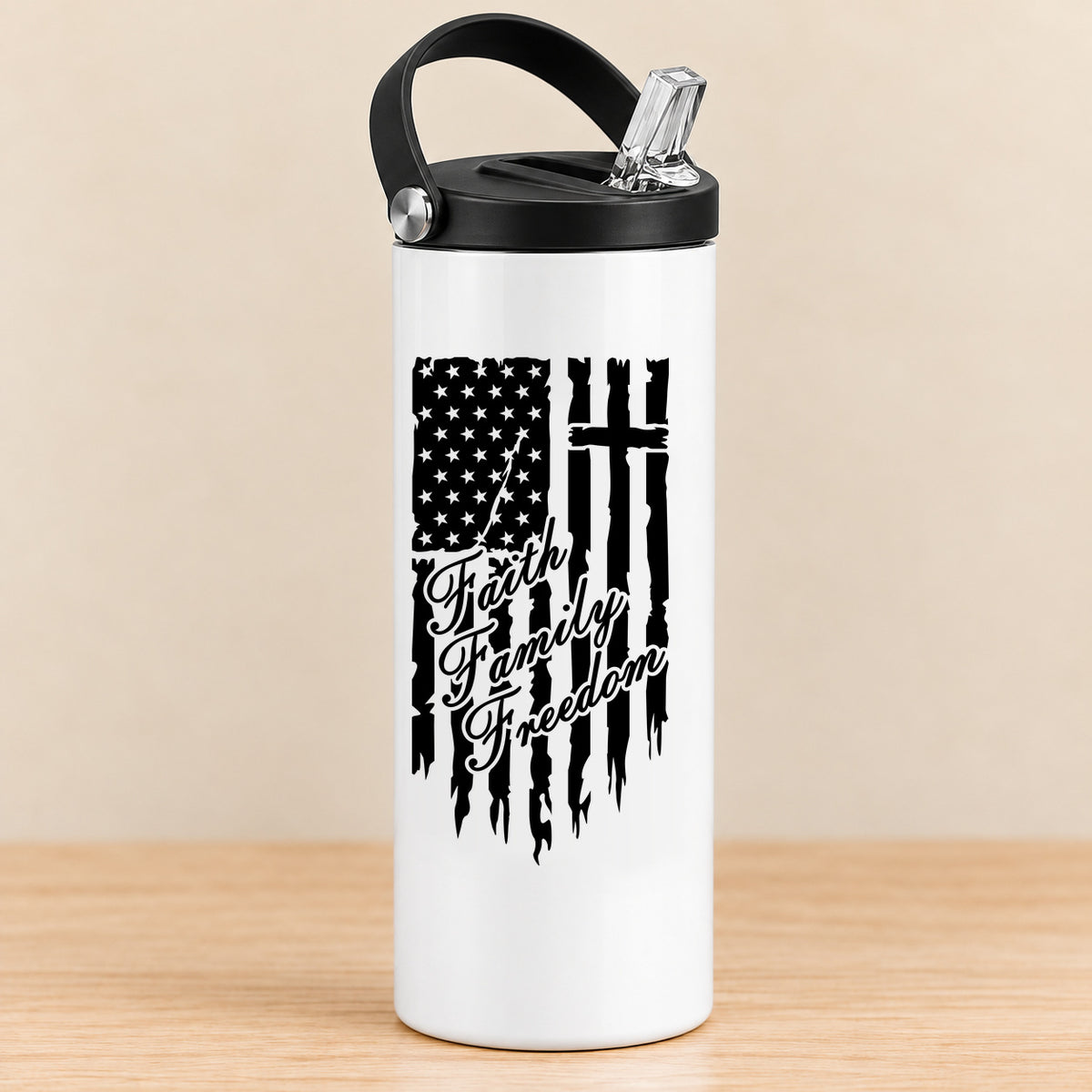 One Nation Under God Faith Family Freedom — 20 oz Sports Bottle