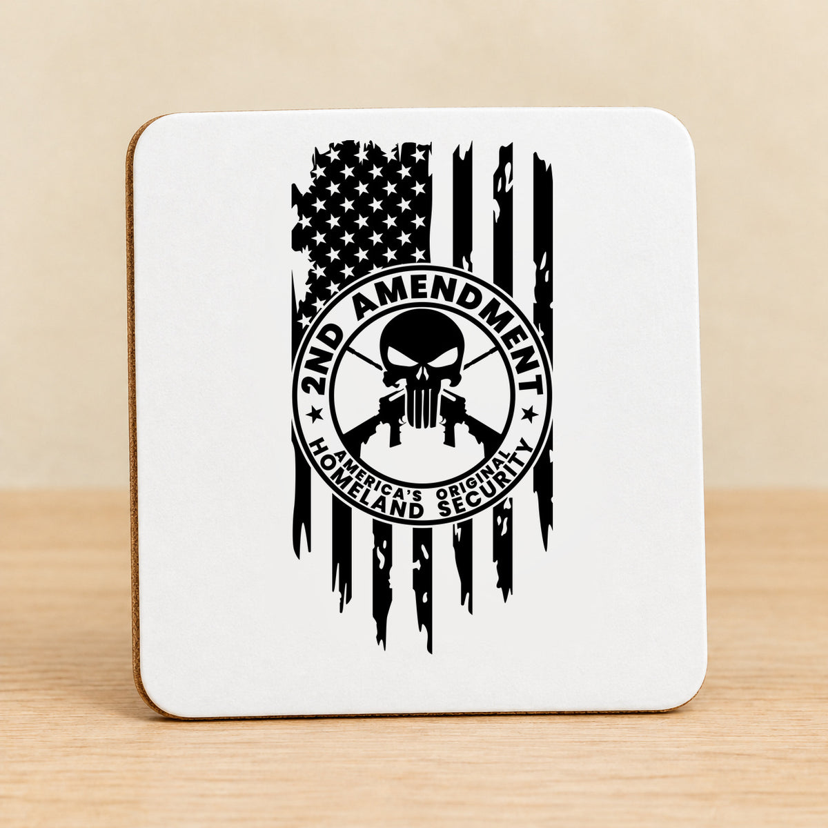 One Nation Under God Second Amendment — Square MDF Coaster