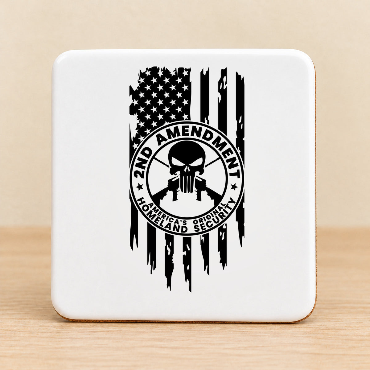One Nation Under God Second Amendment — Square Ceramic Coaster