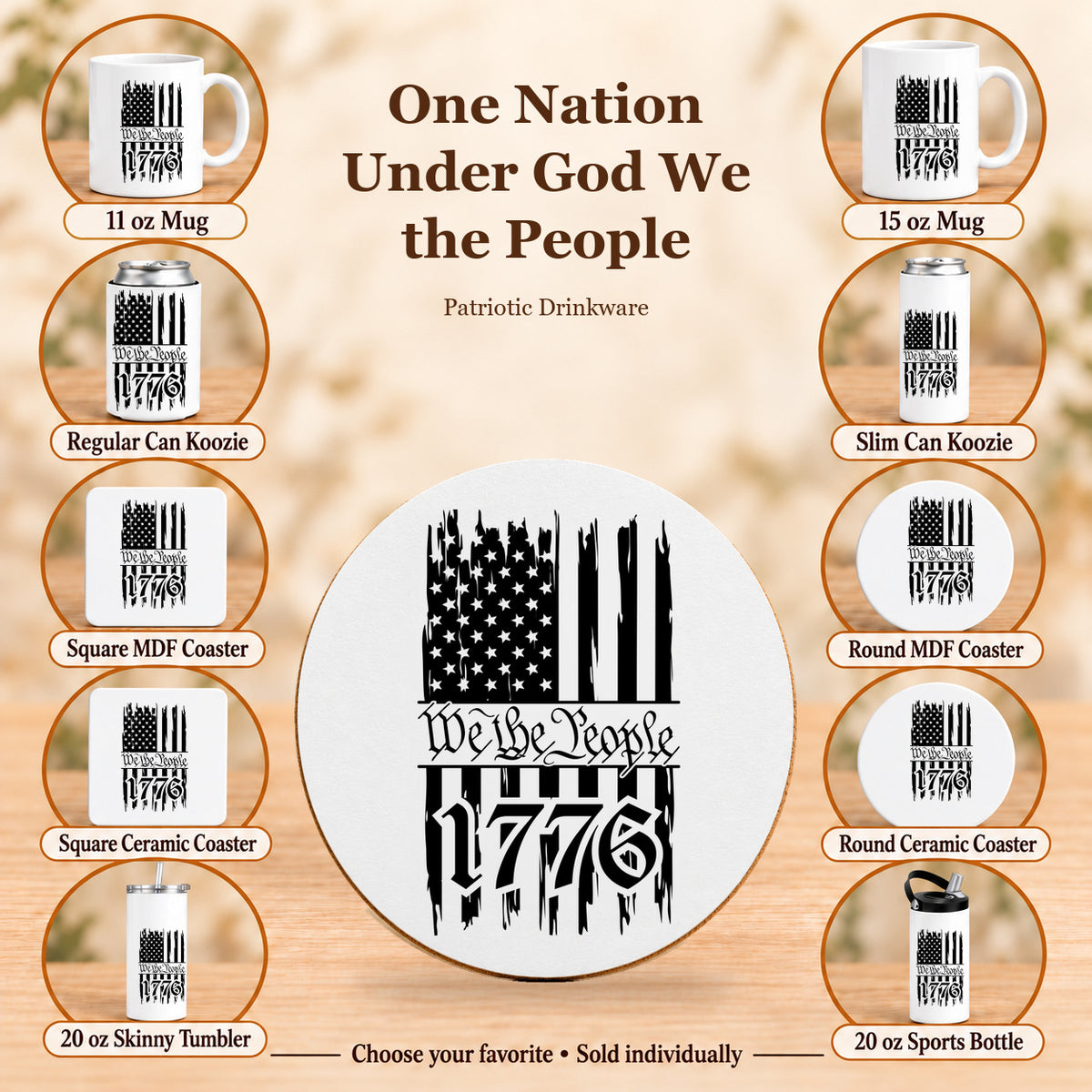 One Nation Under God We the People — All 10 drinkware options