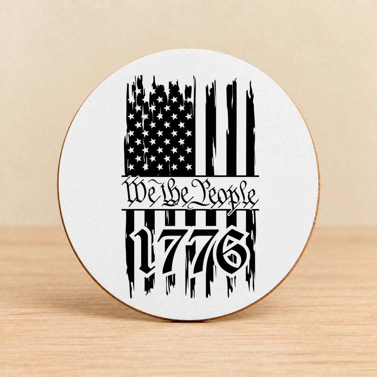 One Nation Under God We the People — Round MDF Coaster