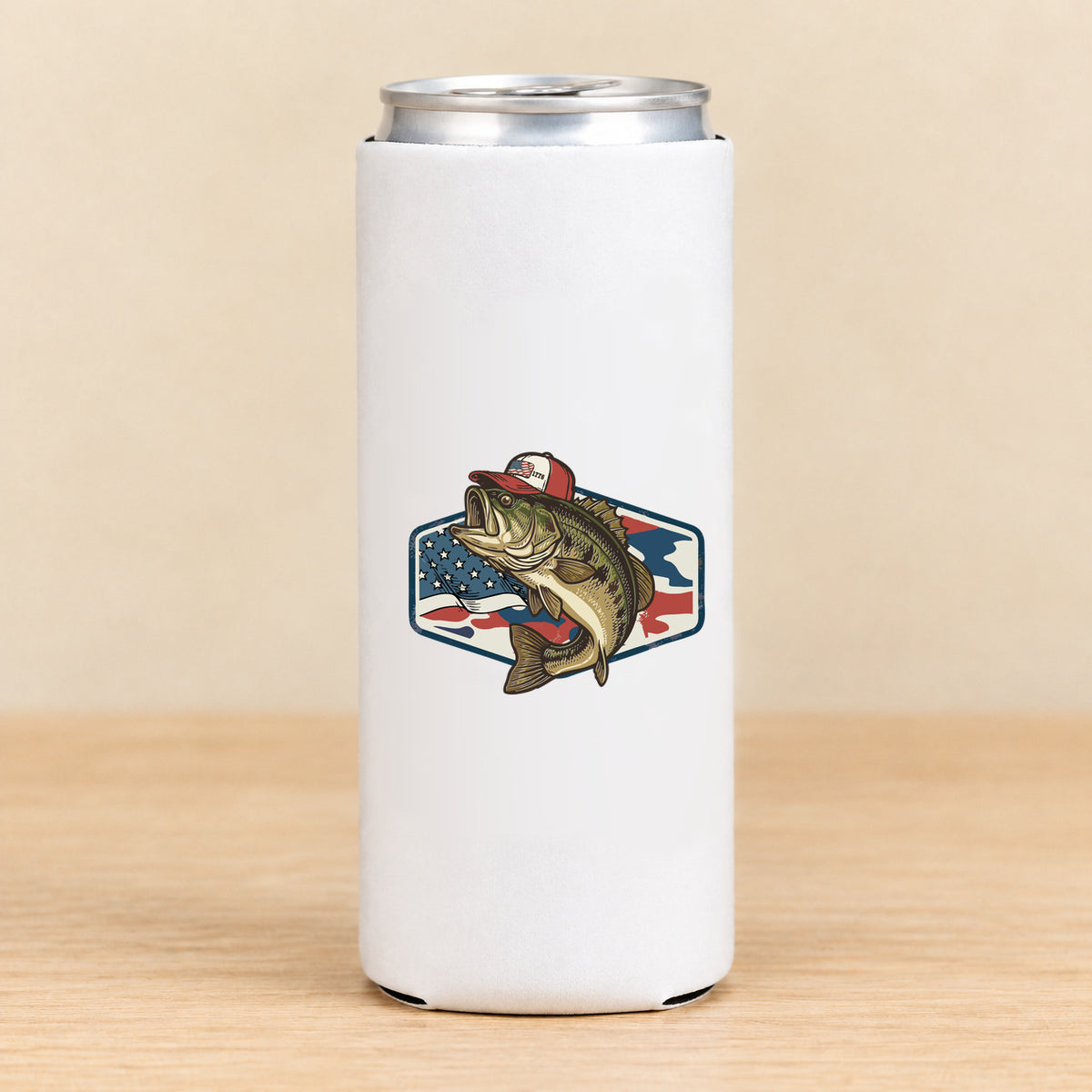 Patriotic Bass — Slim Can Koozie