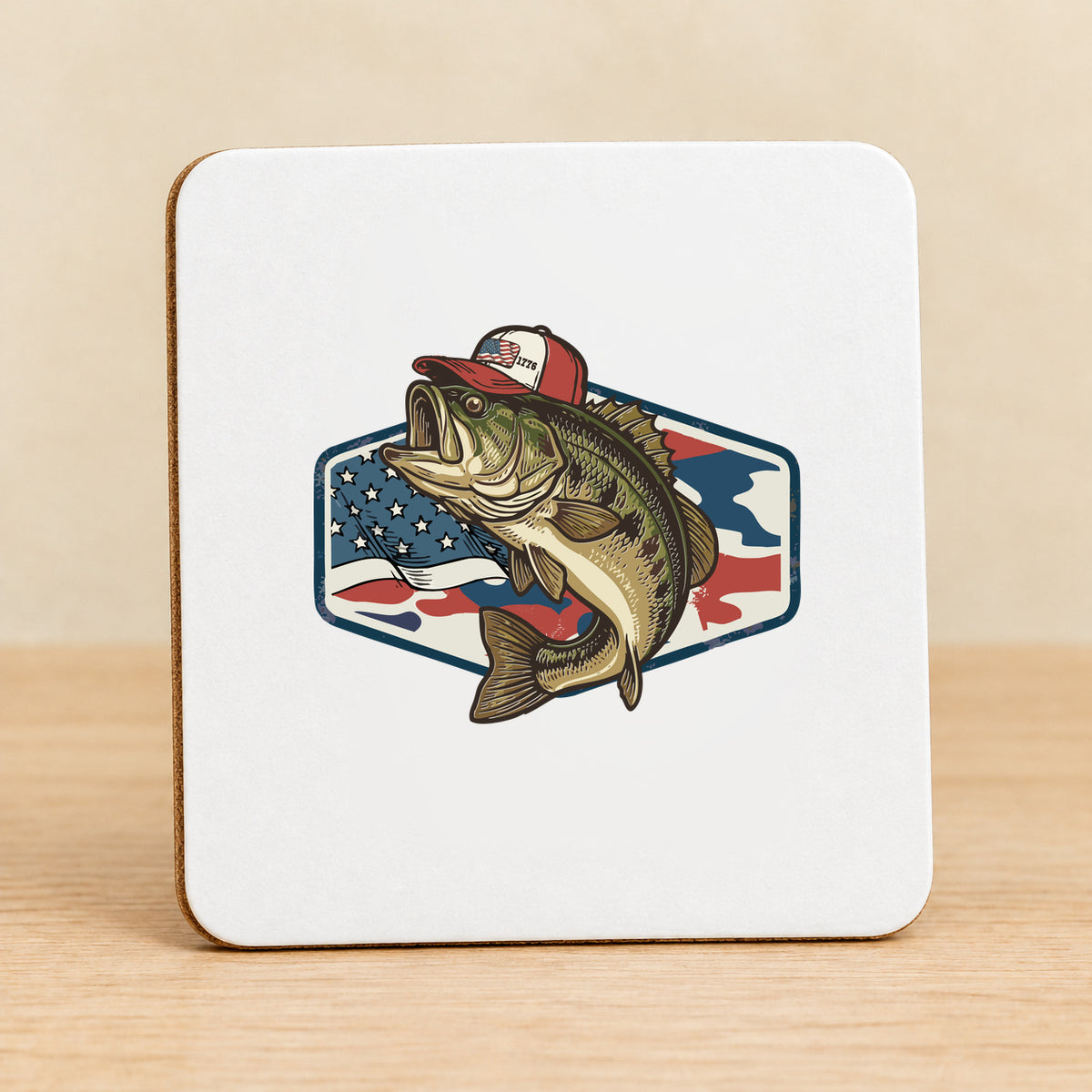 Patriotic Bass — Square MDF Coaster