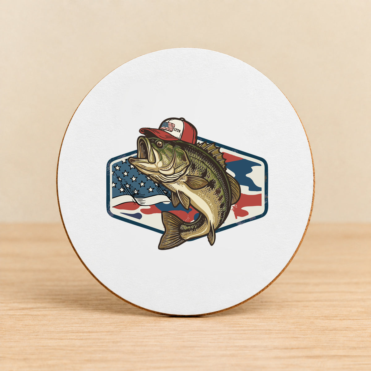 Patriotic Bass — Round MDF Coaster