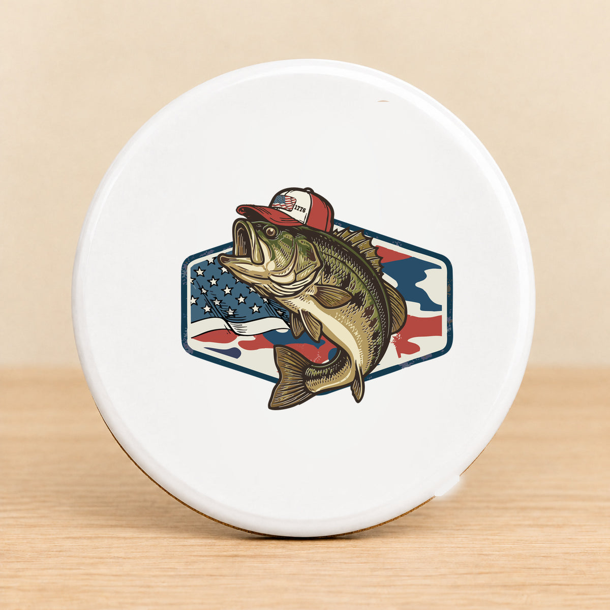 Patriotic Bass — Round Ceramic Coaster
