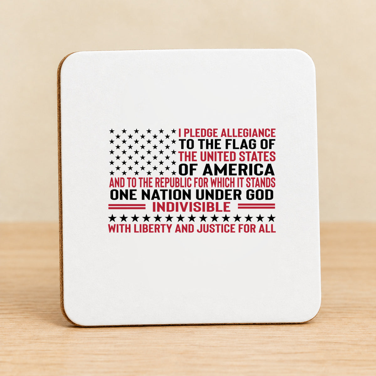 Pledge of Allegiance — Square MDF Coaster