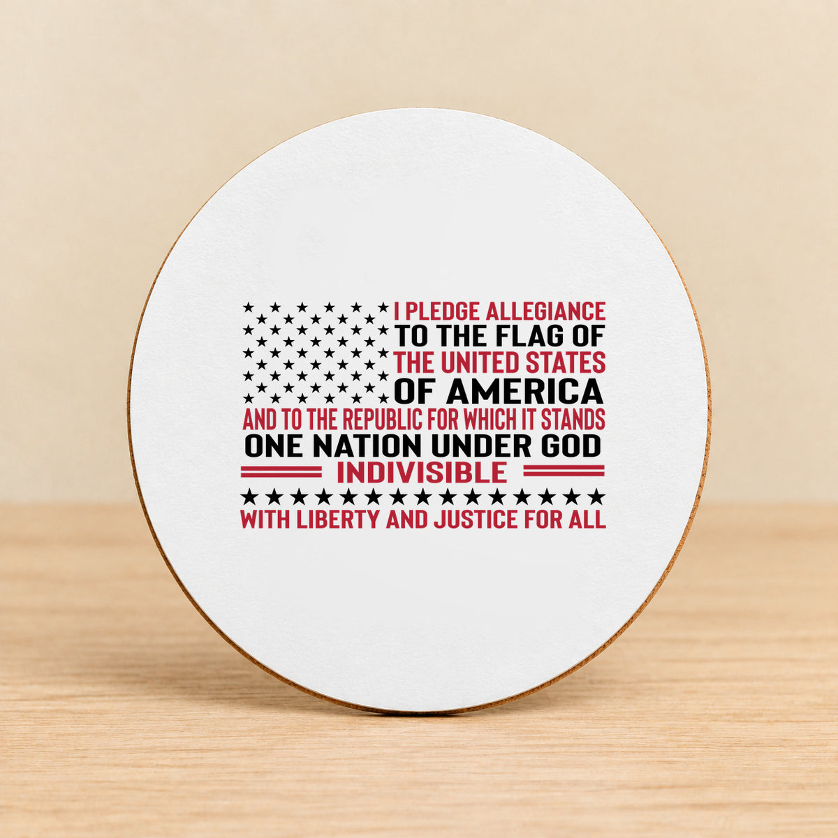 Pledge of Allegiance — Round MDF Coaster