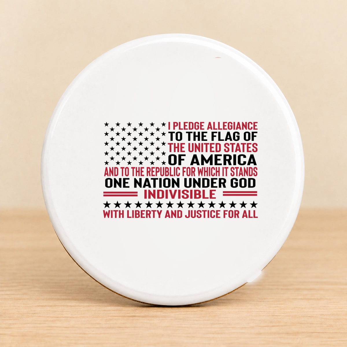 Pledge of Allegiance — Round Ceramic Coaster