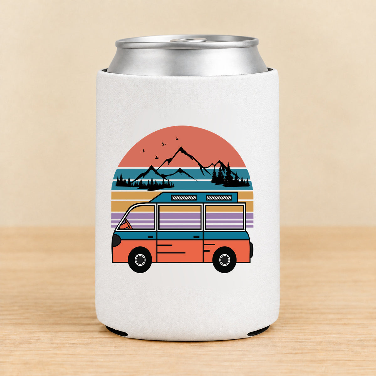 Retro Adventure Van — Regular Can Koozie