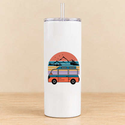 Retro Adventure Van — 20 oz Skinny Tumbler